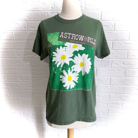 Travis Scott Astroworld Festival Run Green Cactus Tee Size Small - Picture 1 of 3